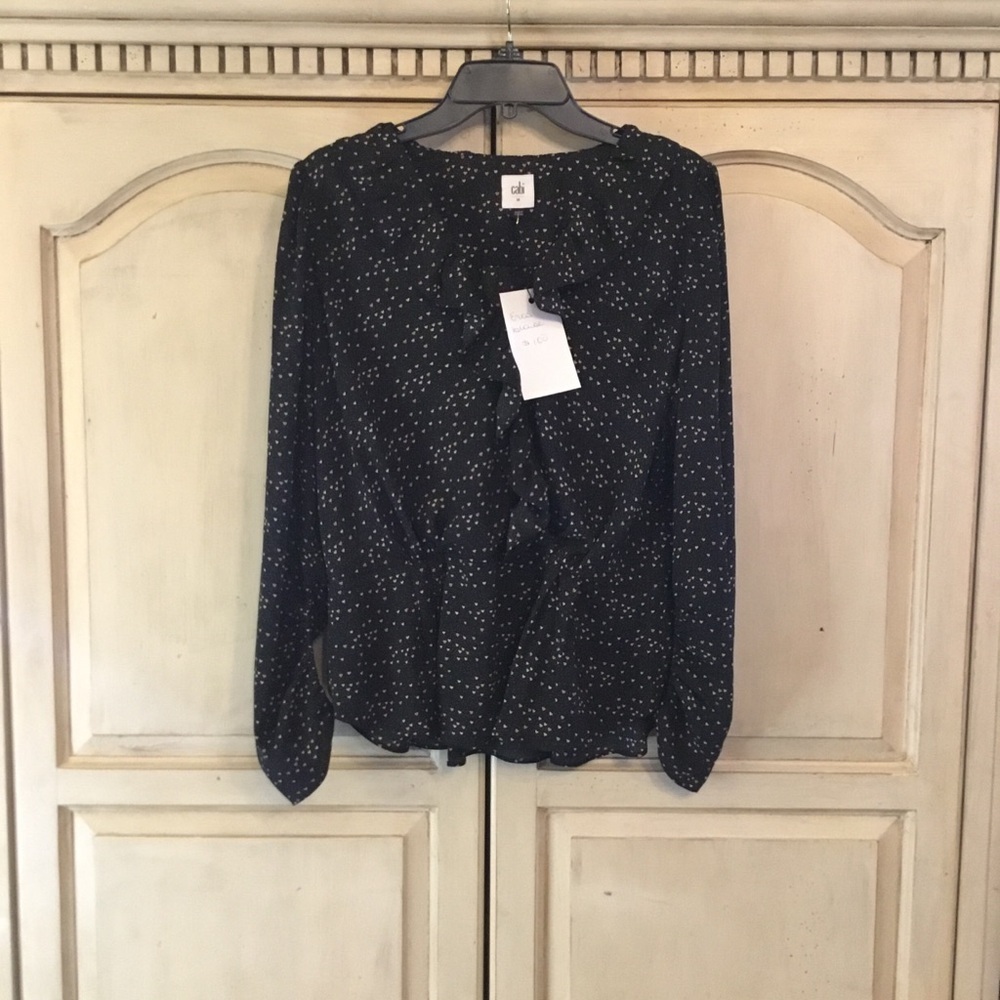 Women's Black Heart Shaped Dotted Top Size M